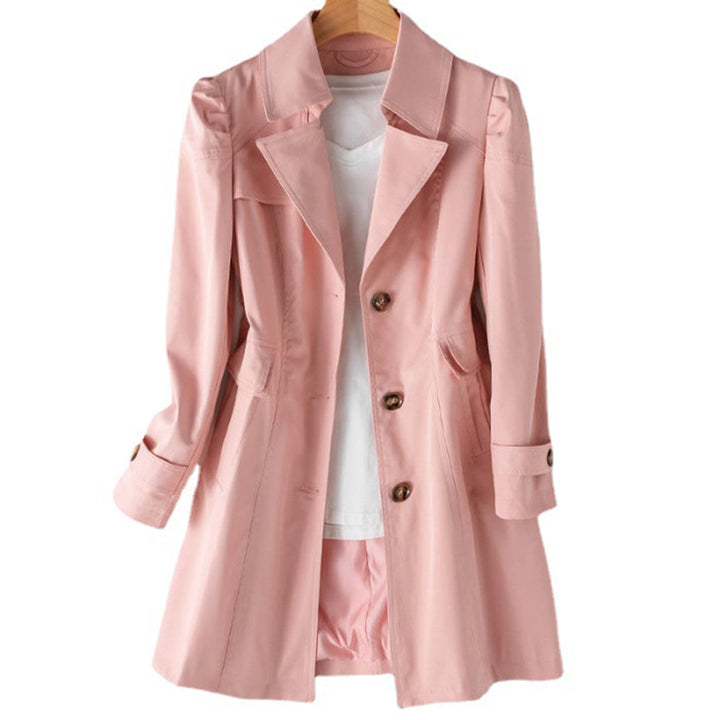 Elegant Lång Trenchcoat för Kvinnor med Vindtät Design | Justerbar Passform för Komfort 1