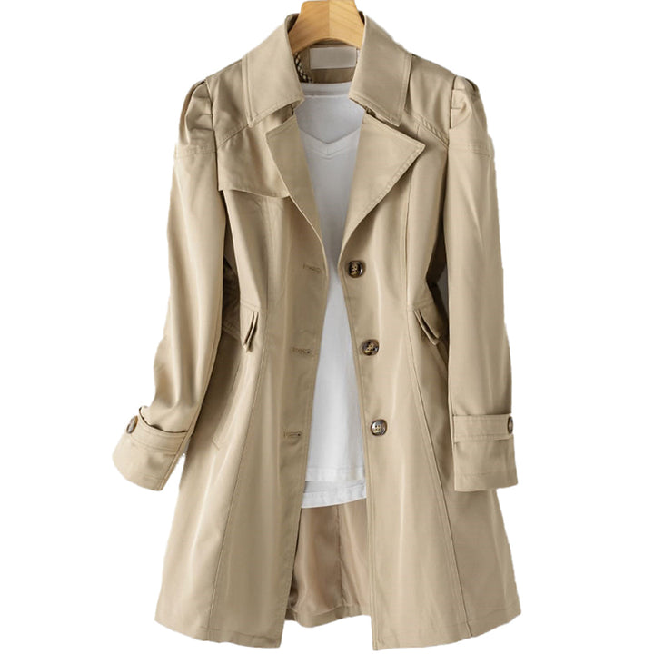 Elegant Lång Trenchcoat för Kvinnor med Vindtät Design | Justerbar Passform för Komfort 2