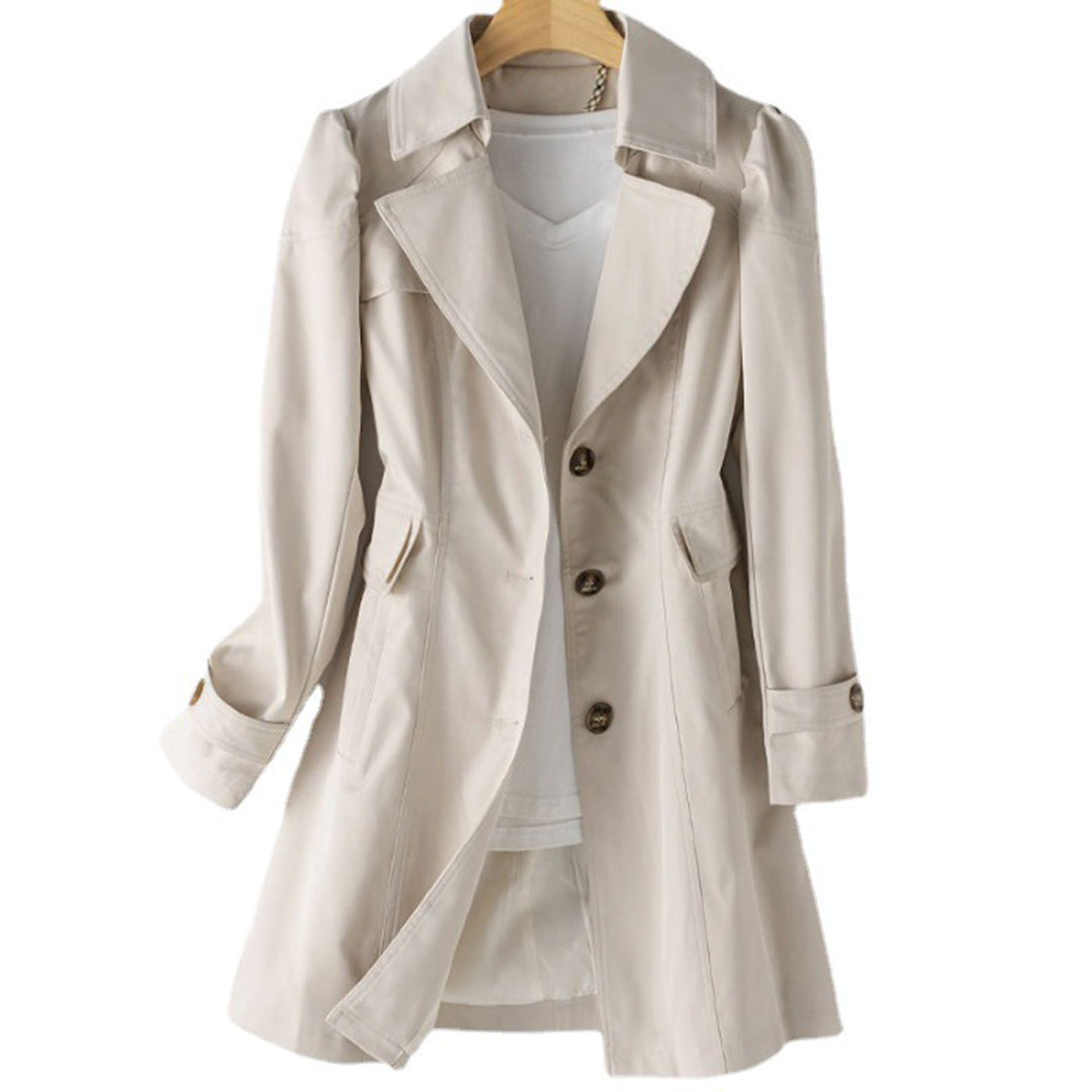 Elegant Lång Trenchcoat för Kvinnor med Vindtät Design | Justerbar Passform för Komfort 3