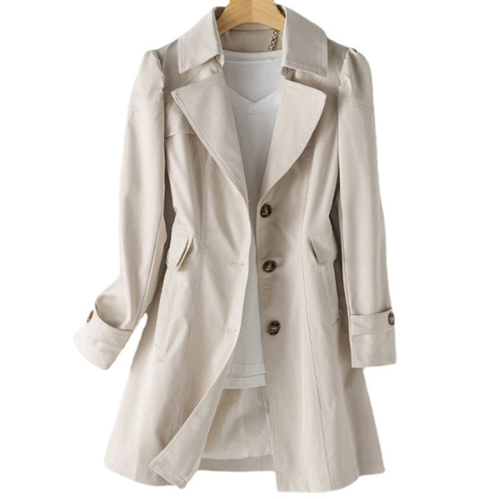 Elegant Lång Trenchcoat för Kvinnor med Vindtät Design | Justerbar Passform för Komfort 3