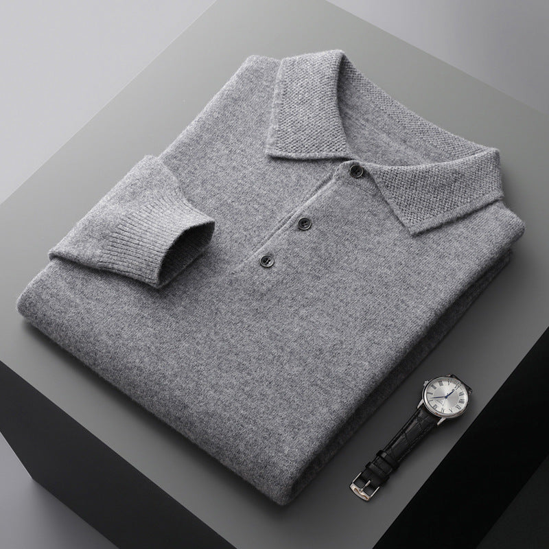 Elegant Långärmad Piketröja med Ribbade Muddar | Klassisk Passform för Stil och Komfort 1