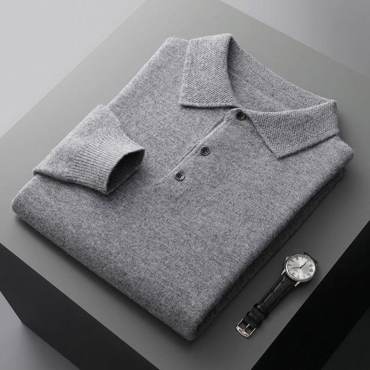 Elegant Långärmad Piketröja med Ribbade Muddar | Klassisk Passform för Stil och Komfort 1