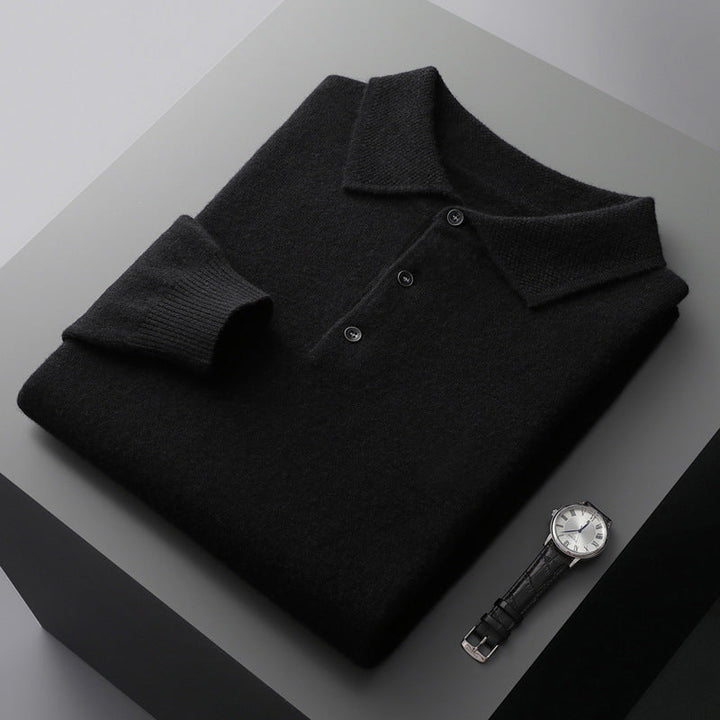 Elegant Långärmad Piketröja med Ribbade Muddar | Klassisk Passform för Stil och Komfort 4