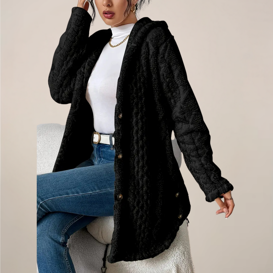 Elegant Longline Cardigan för Damer med Huvud och Diamantmönster | Varm och Bekväm för Kalla Dagar 2
