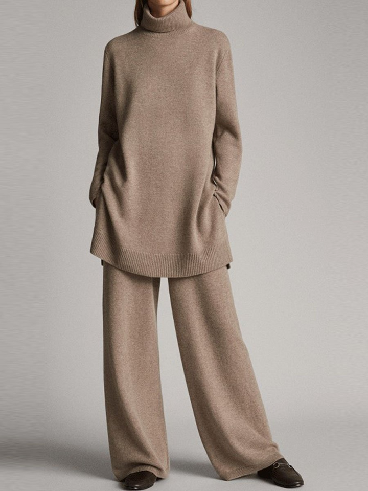 Elegant Lounge Set | Oversize Turtleneck &amp; Wide Leg Pants for Relaxed Style 3