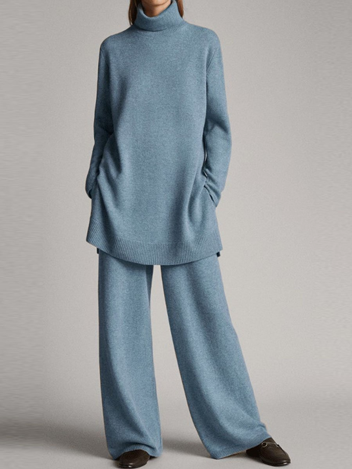 Elegant Lounge Set | Oversize Turtleneck &amp; Wide Leg Pants for Relaxed Style 4