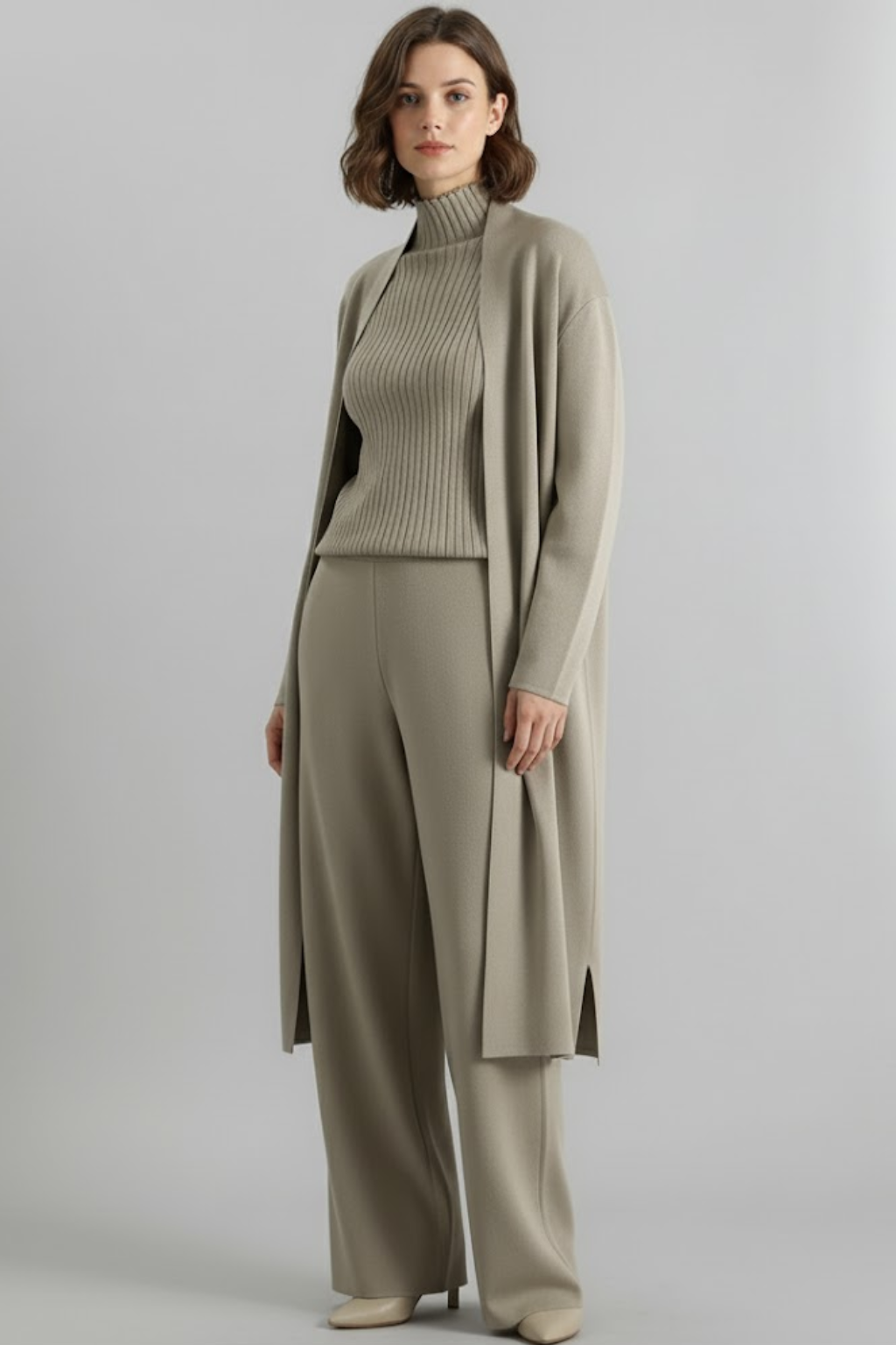 Elegant Loungeset | Ribbstickad Topp & Vida Ben för Optimal Komfort | Trendig och Lättburen Siluett 1