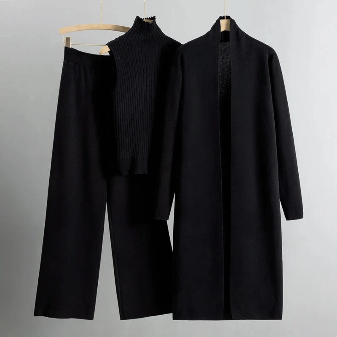 Elegant Loungeset | Ribbstickad Topp & Vida Ben för Optimal Komfort | Trendig och Lättburen Siluett 4
