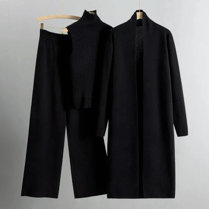 Elegant Loungeset | Ribbstickad Topp & Vida Ben för Optimal Komfort | Trendig och Lättburen Siluett 4
