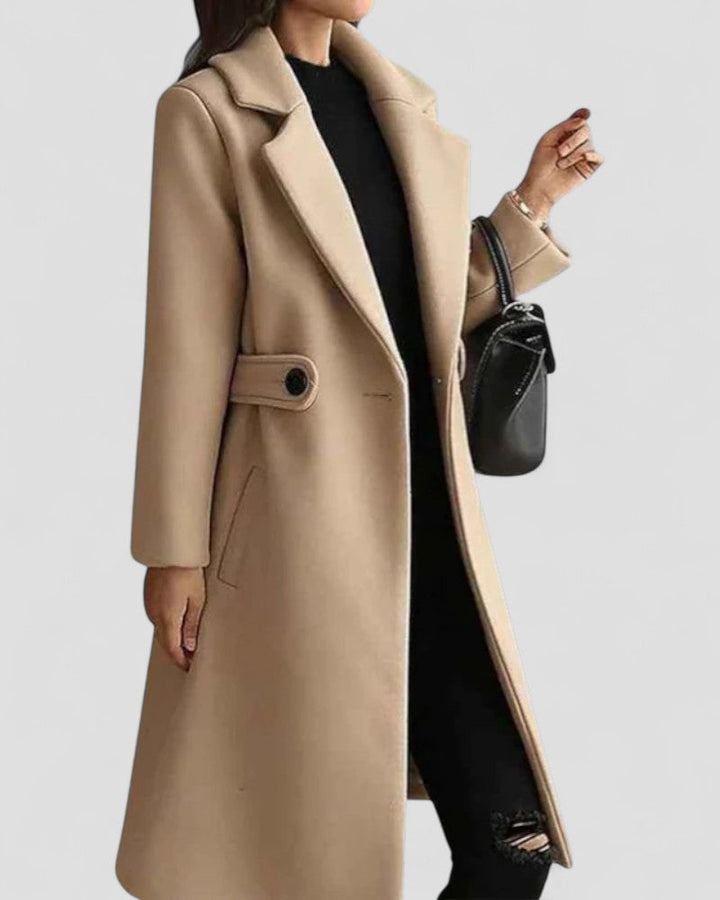 Elegant Maxijacka | Longline Design med Lapelkrage | Mångsidig Look för Alla Tillfällen 1