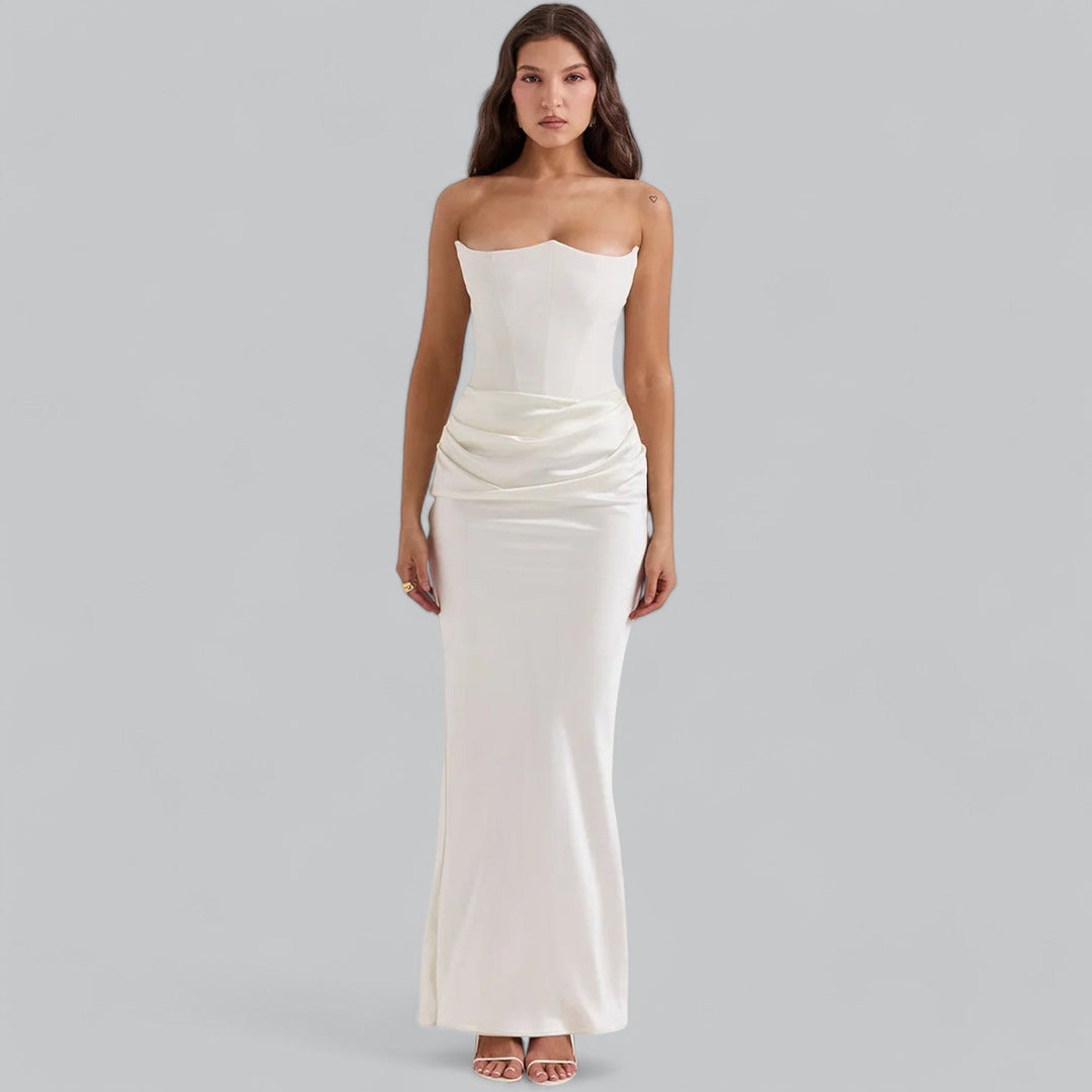 Elegant Maxiklänning Dam | Svart Långklänning med Axelbandslös Design | Figurförbättrande Look för Formella Tillfällen 7