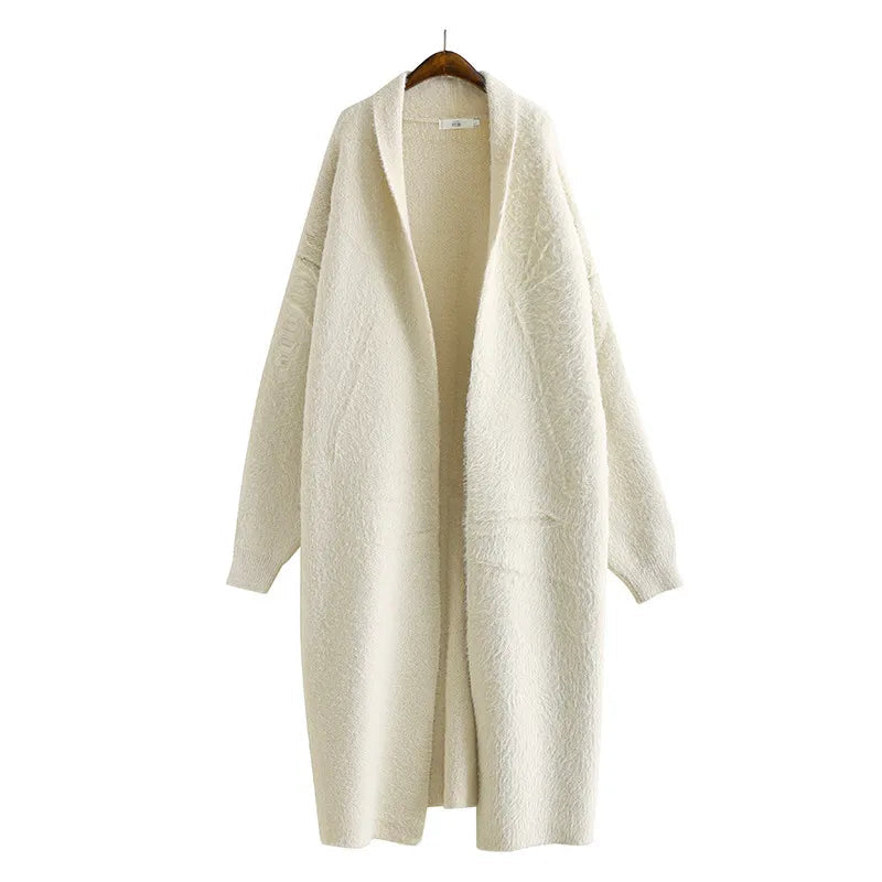 Elegant Midi-Kofta med Huva | Långlinjestickad Design för Mångsidig Stil 0