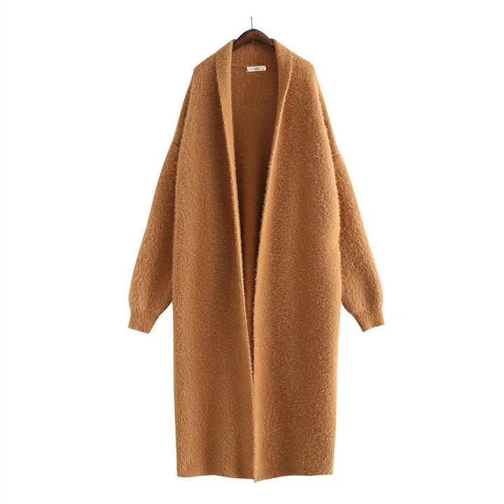 Elegant Midi-Kofta med Huva | Långlinjestickad Design för Mångsidig Stil 2