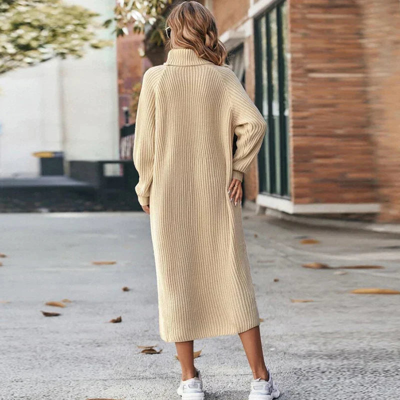 Elegant Midi Stickad Tröja Dam med Hög Turtleneck | Mjuk och Bekväm Design för Alla Tillfällen 2