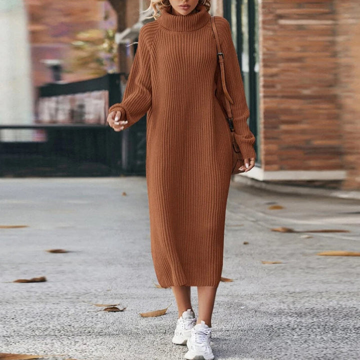 Elegant Midi Stickad Tröja Dam med Turtleneck | Mjuk och Bekväm Design för Stil och Komfort 1