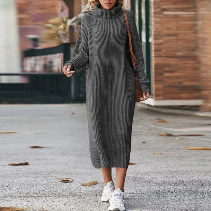 Elegant Midi Stickad Tröja Dam med Turtleneck | Mjuk och Bekväm Design för Stil och Komfort 4