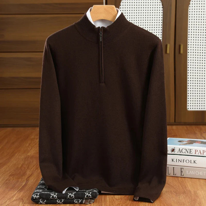 Elegant Mock-Neck Tröja för Män med Halv Dragkedja | Skräddarsydd Passform för Stil och Komfort 2