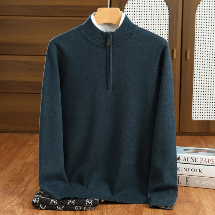 Elegant Mock-Neck Tröja för Män med Halv Dragkedja | Skräddarsydd Passform för Stil och Komfort 3