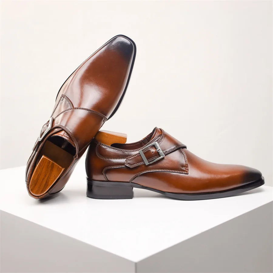 Elegant Munkbandsskor för Män med Polerad Finish | Tidlös Italiensk Design för Formella Tillfällen 3