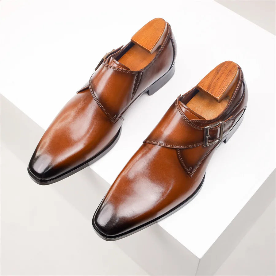 Elegant Munkbandsskor för Män med Polerad Finish | Tidlös Italiensk Design för Formella Tillfällen 4