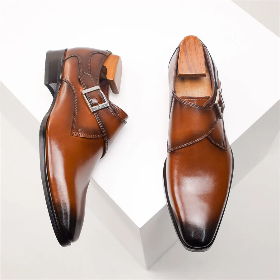 Elegant Munkbandsskor för Män med Polerad Finish | Tidlös Italiensk Design för Formella Tillfällen 7
