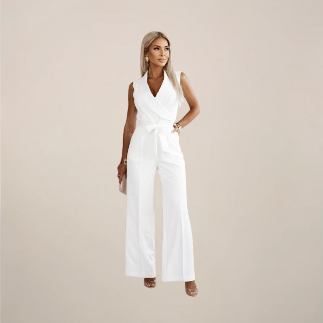 Elegant Omlott Jumpsuit med Vida Ben och Skräddarsydd Midja | Tidlös Stil för Alla Tillfällen 0