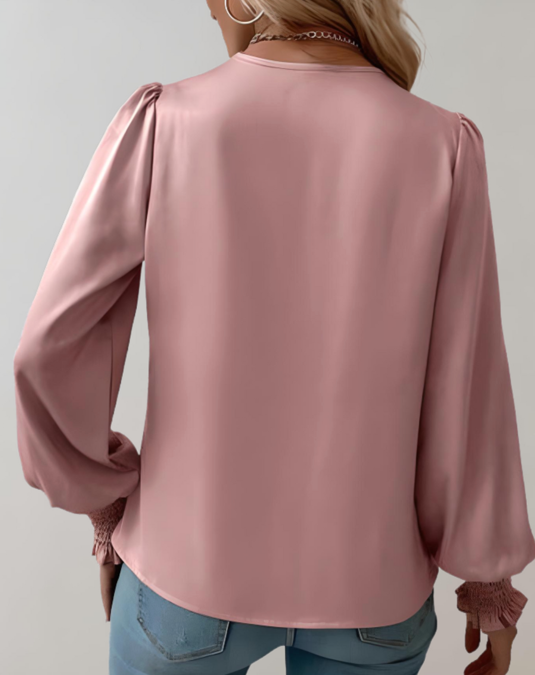 Elegant Omlottblus för Kvinnor med V-Ringning &amp; Pösiga Ärmar | Mångsidig Topp för Stil och Komfort 1
