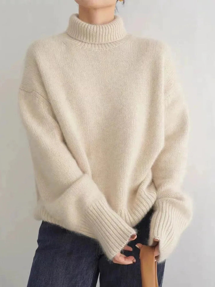 Elegant Oversize Polotröja Dam | Mjuk Stickad Turtleneck för Komfort och Stil 0
