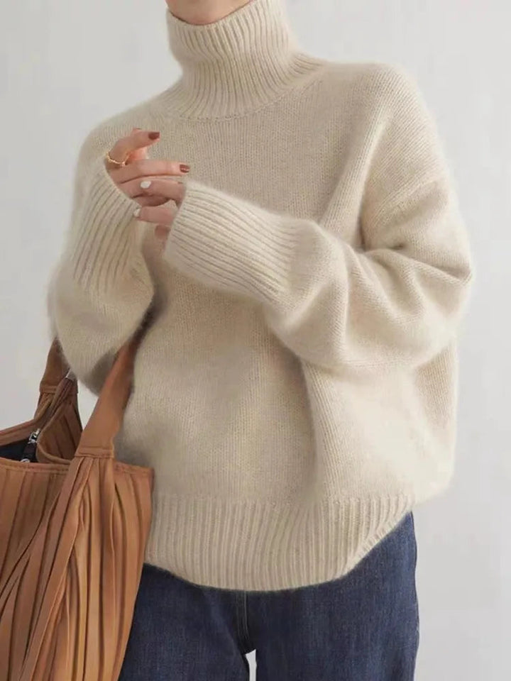 Elegant Oversize Polotröja Dam | Mjuk Stickad Turtleneck för Komfort och Stil 1