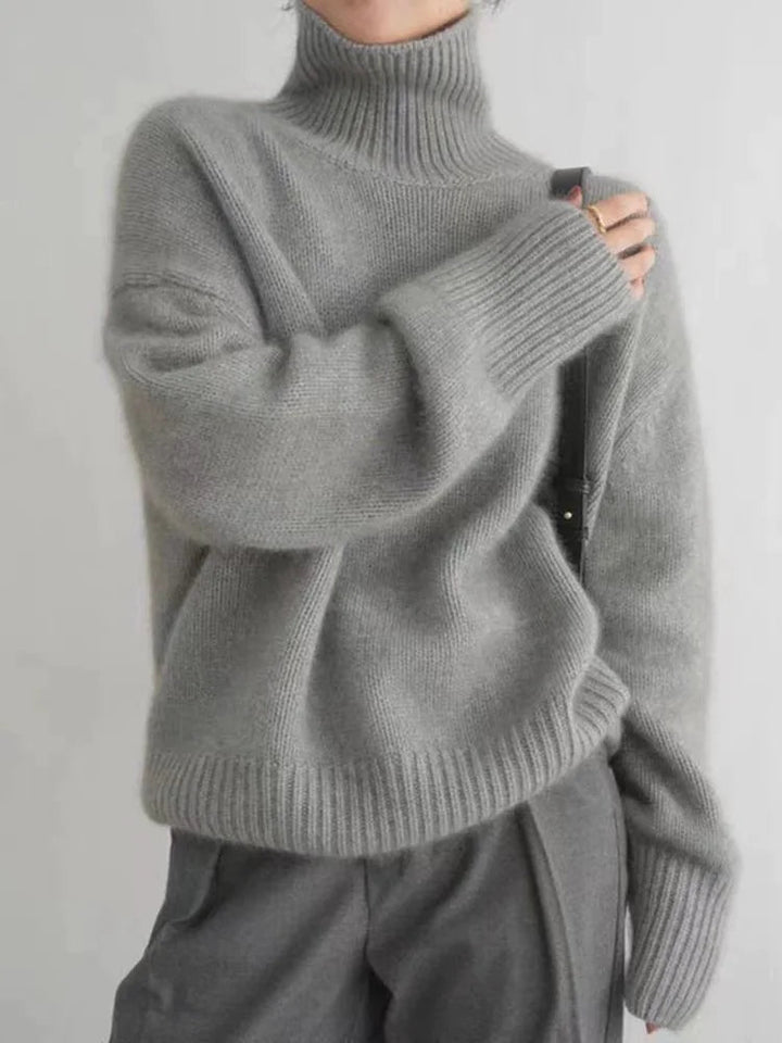 Elegant Oversize Polotröja Dam | Mjuk Stickad Turtleneck för Komfort och Stil 2