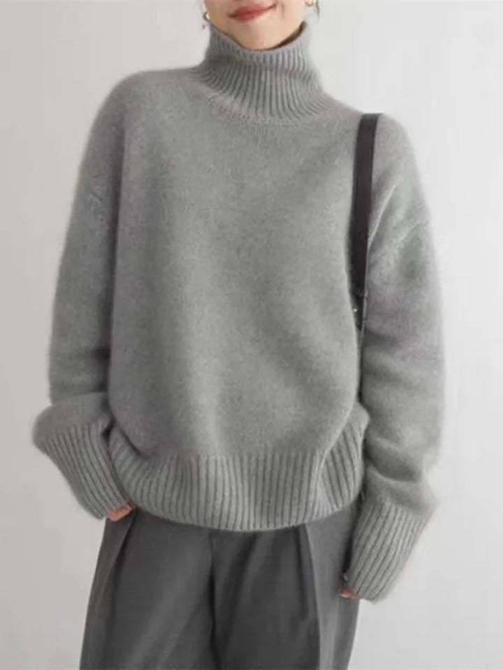 Elegant Oversize Polotröja Dam | Mjuk Stickad Turtleneck för Komfort och Stil 4