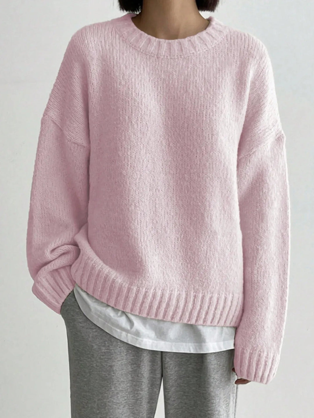 Elegant Oversized Damtröja med Ribbad Detalj | Mjuk och Bekväm för Alla Tillfällen 0