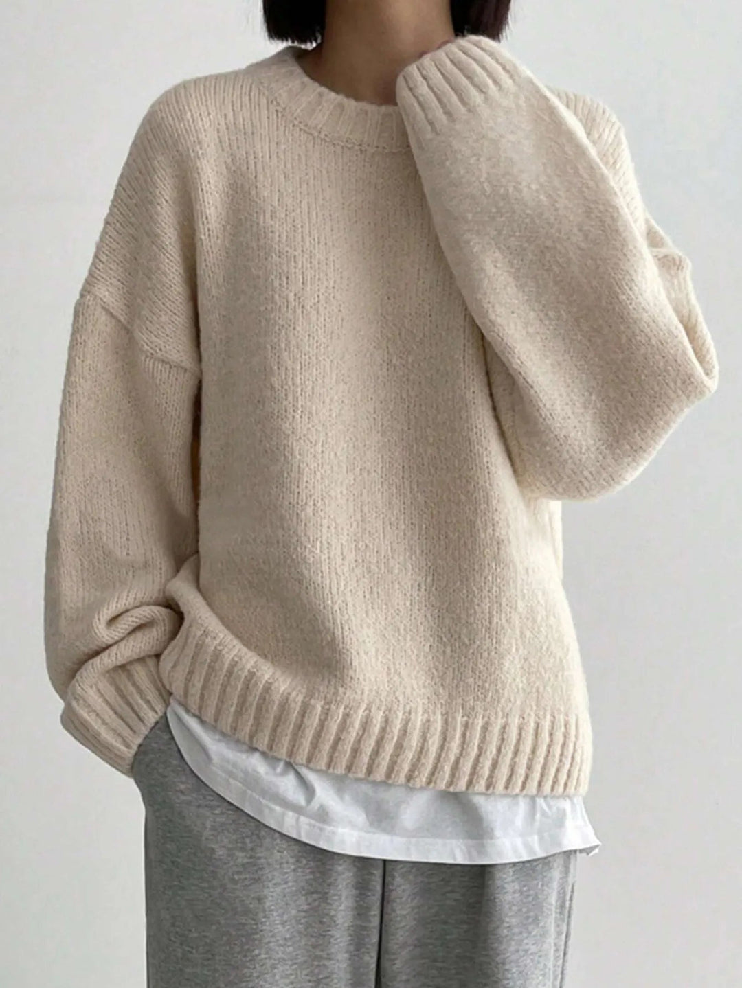 Elegant Oversized Damtröja med Ribbad Detalj | Mjuk och Bekväm för Alla Tillfällen 1