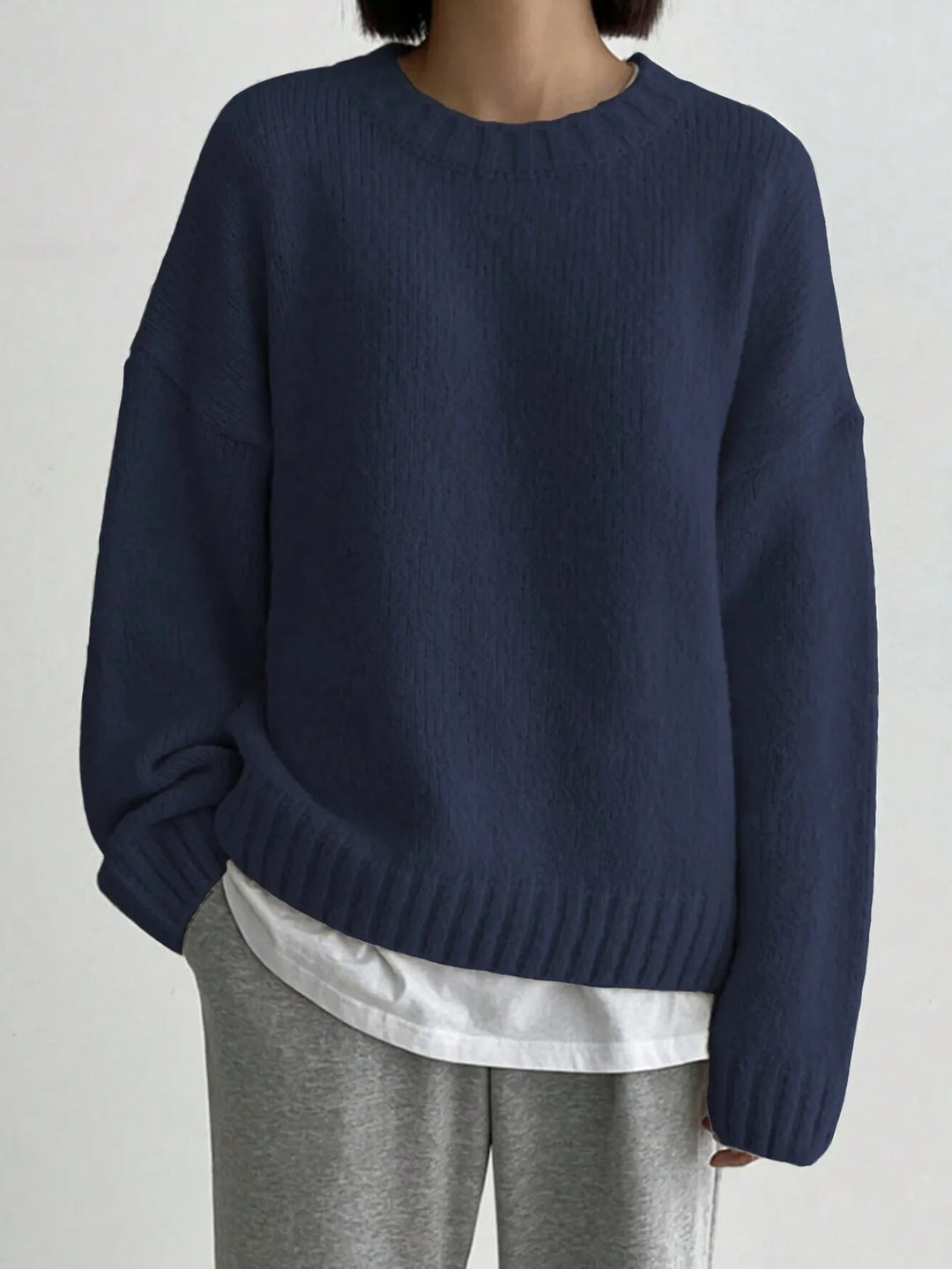 Elegant Oversized Damtröja med Ribbad Detalj | Mjuk och Bekväm för Alla Tillfällen 2