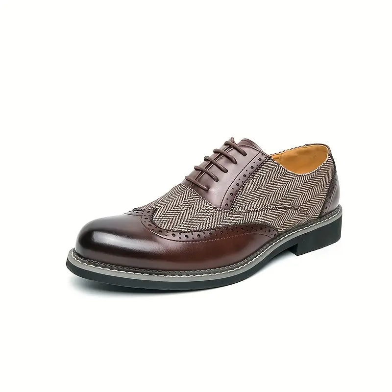 Elegant Oxford Brogues | Tweed Snörskor med Vingspetsdesign | Mångsidiga Skor för Formella och Vardagliga Tillfällen 0