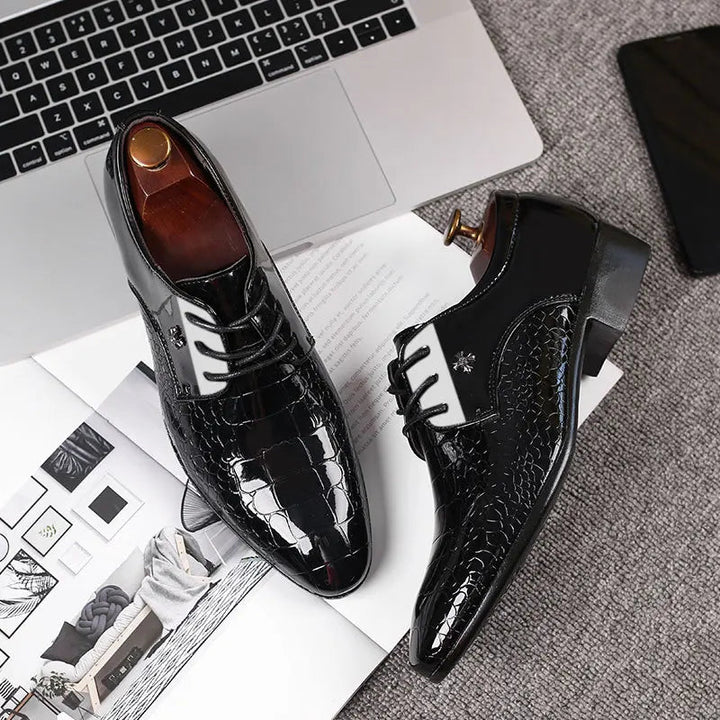 Elegant Oxford Skor för Män med Snörning &amp; Texturerad Finish | Perfekta för Formella Tillfällen 3