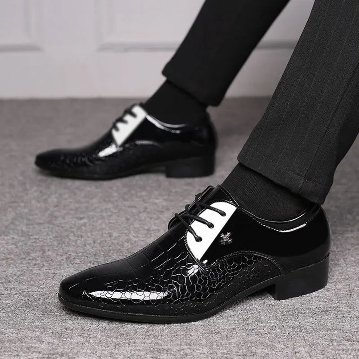 Elegant Oxford Skor för Män med Snörning &amp; Texturerad Finish | Perfekta för Formella Tillfällen 4