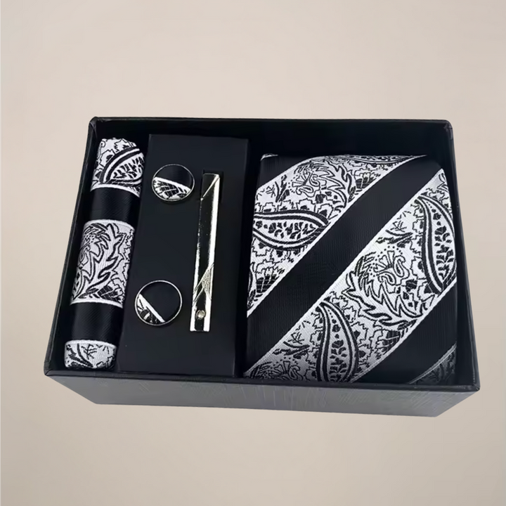 Elegant Paisley Slipset för Män med Matchande Fickruta &amp; Manschettknappar | Perfekt för Formella Evenemang 10