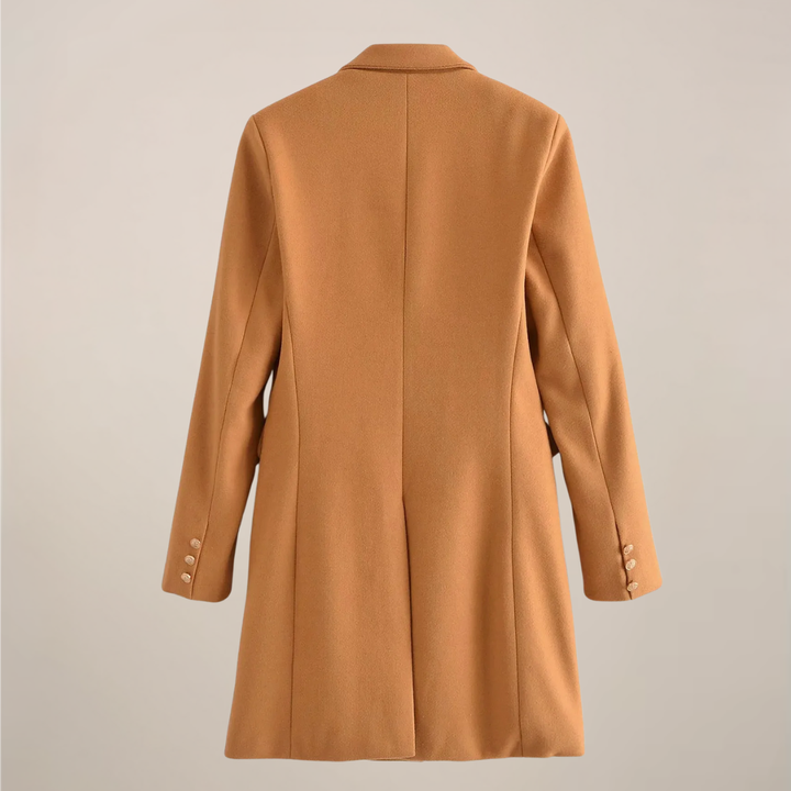 Elegant Peacoat för Kvinnor | Dubbelknäppt Design med Guldfärgade Knappar | Stiligt Ytterplagg för Värme och Raffinering 2