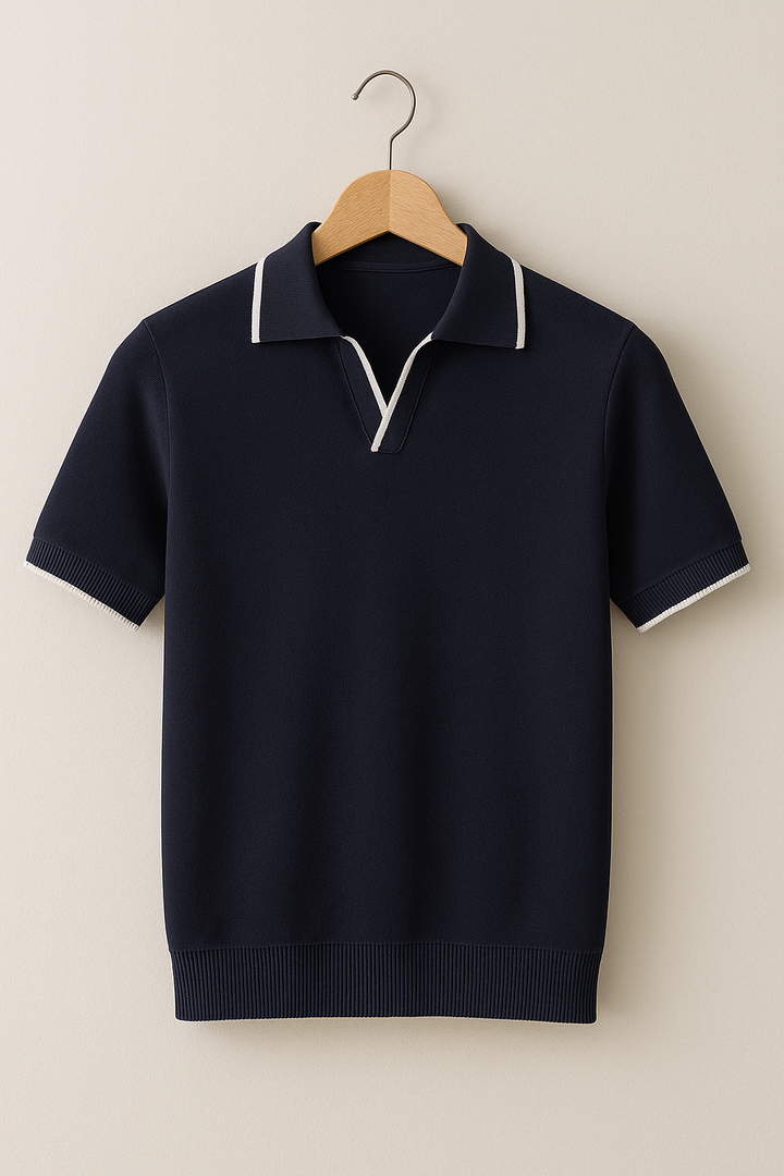 Elegant Pikétröja | Kortärmad Slim Fit med Kontrastkant | Andningsbart Material för Sval Komfort 0
