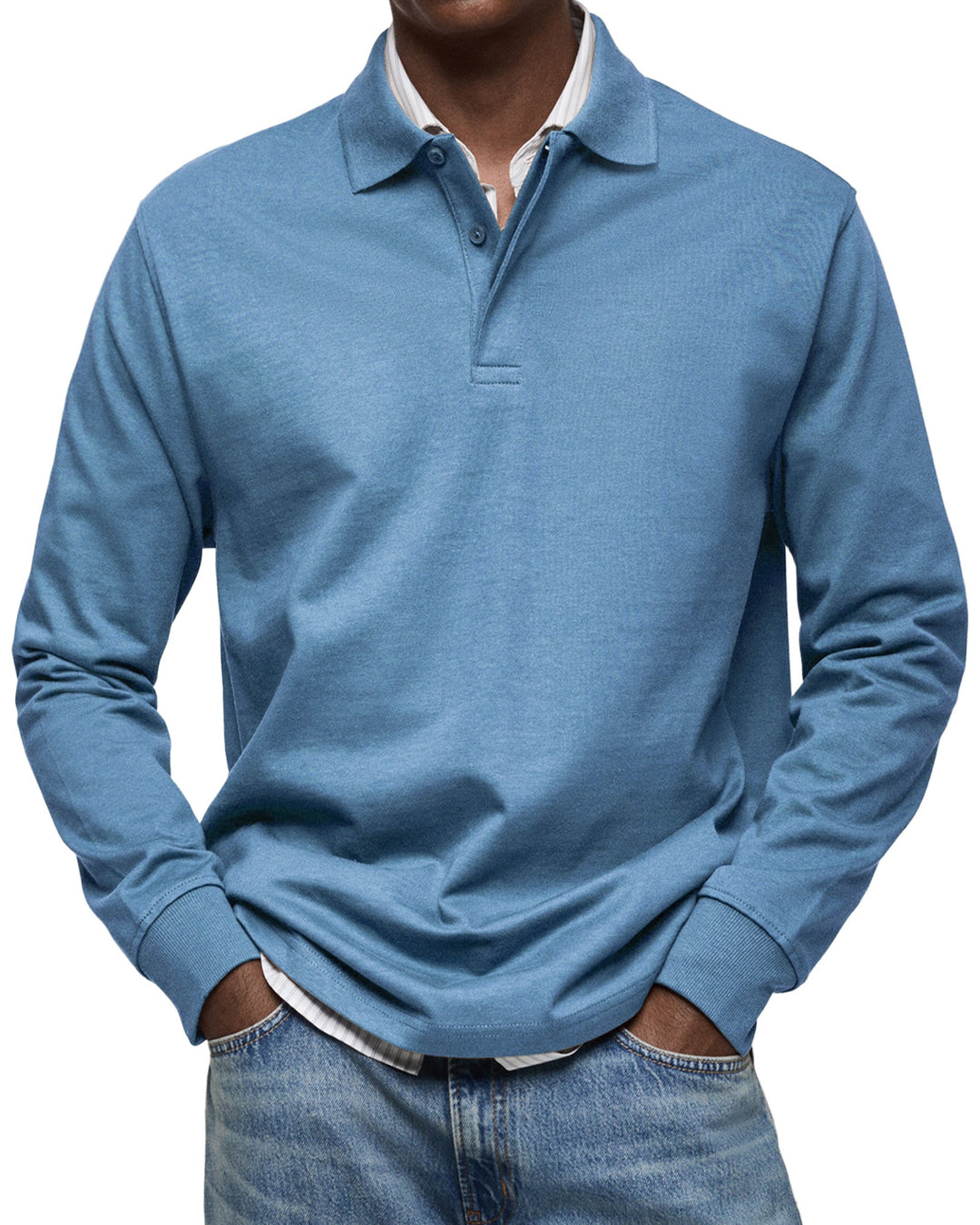 Elegant Pikétröja för Män | Långärmad Design med Bekväm Passform | Perfekt för Casual Smart Stil 0