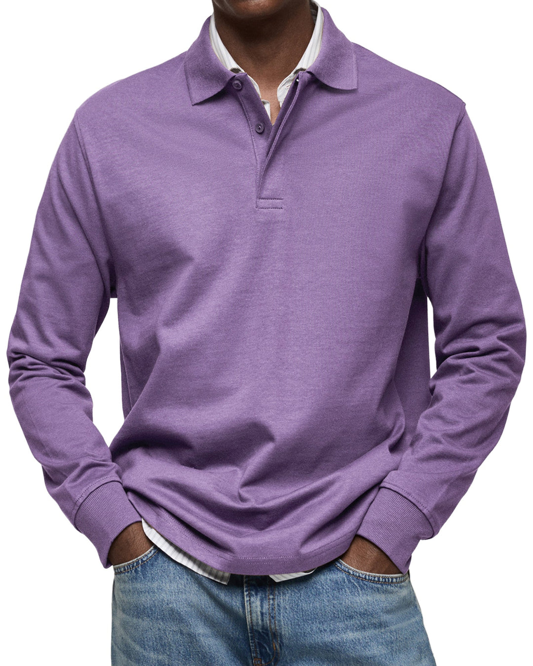 Elegant Pikétröja för Män | Långärmad Design med Bekväm Passform | Perfekt för Casual Smart Stil 8