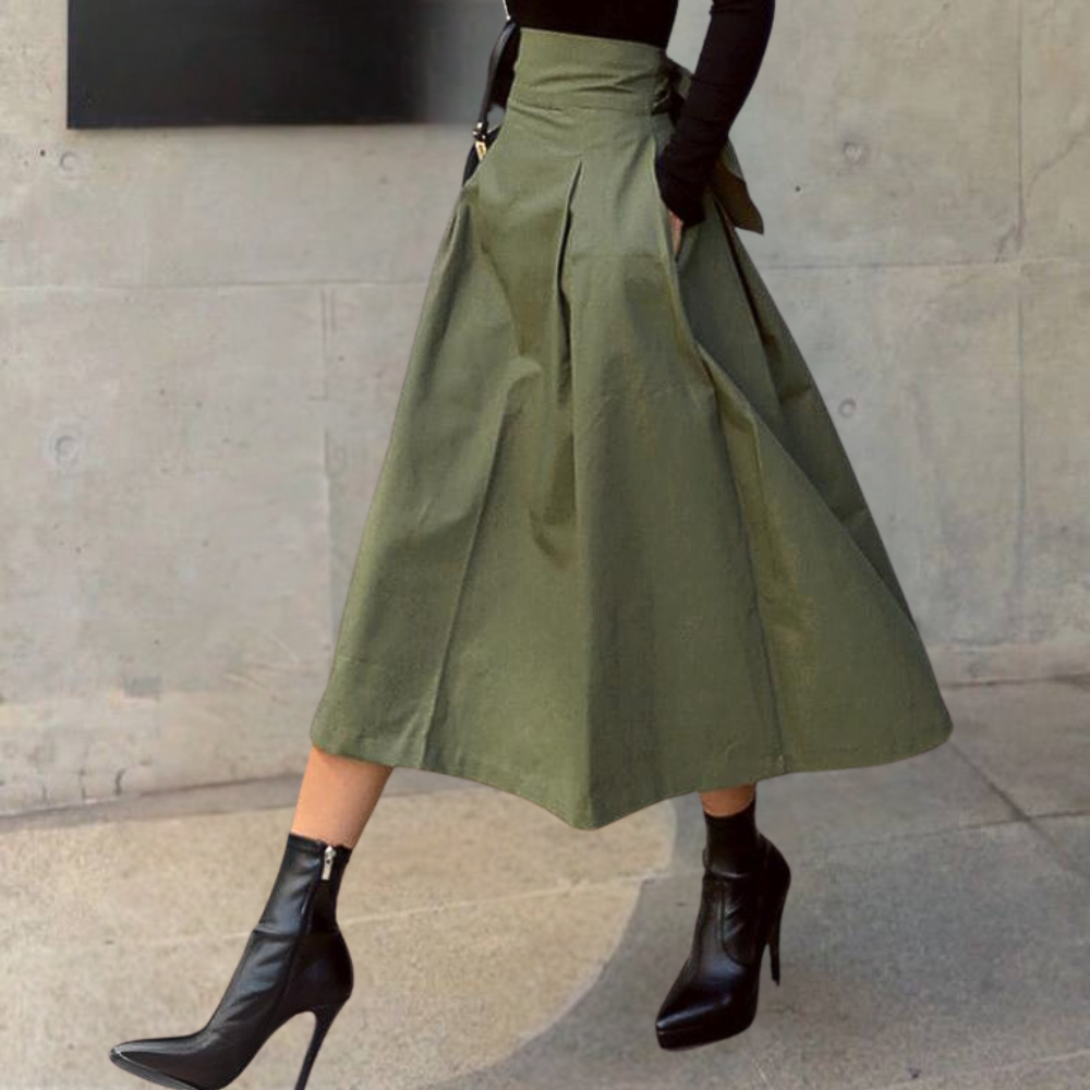 Elegant Plisserad Midikjol för Kvinnor med Hög Midja | Mångsidig Design för Stil och Komfort 2