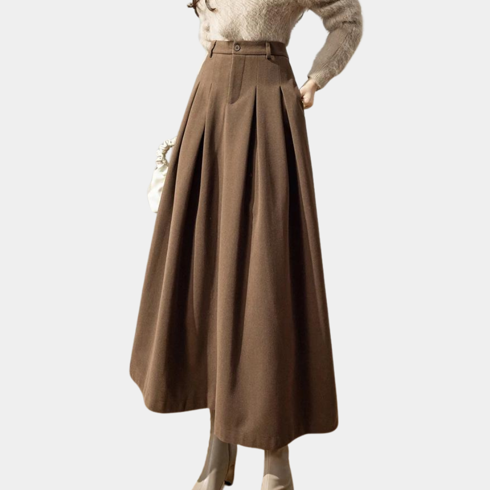 Elegant Plisserad Midikjol för Kvinnor med Hög Midja | Tidlös Stil för Chic Look 0