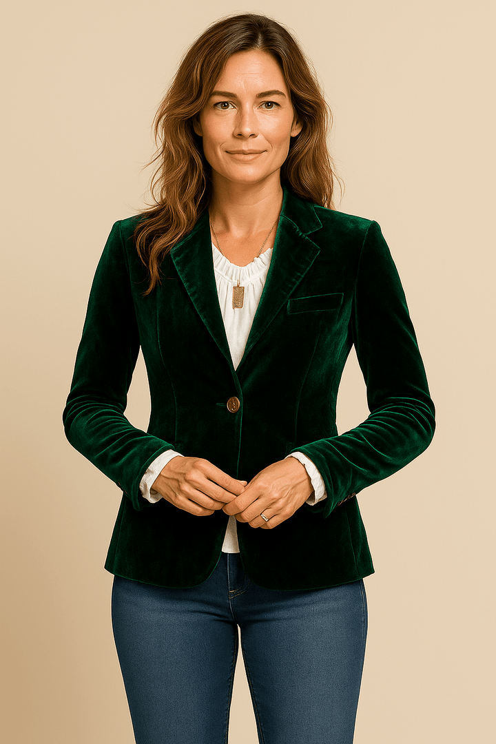 Elegant Retro Kavaj Dam | Slim Fit Design med Framfickor för Mångsidig Användning 3