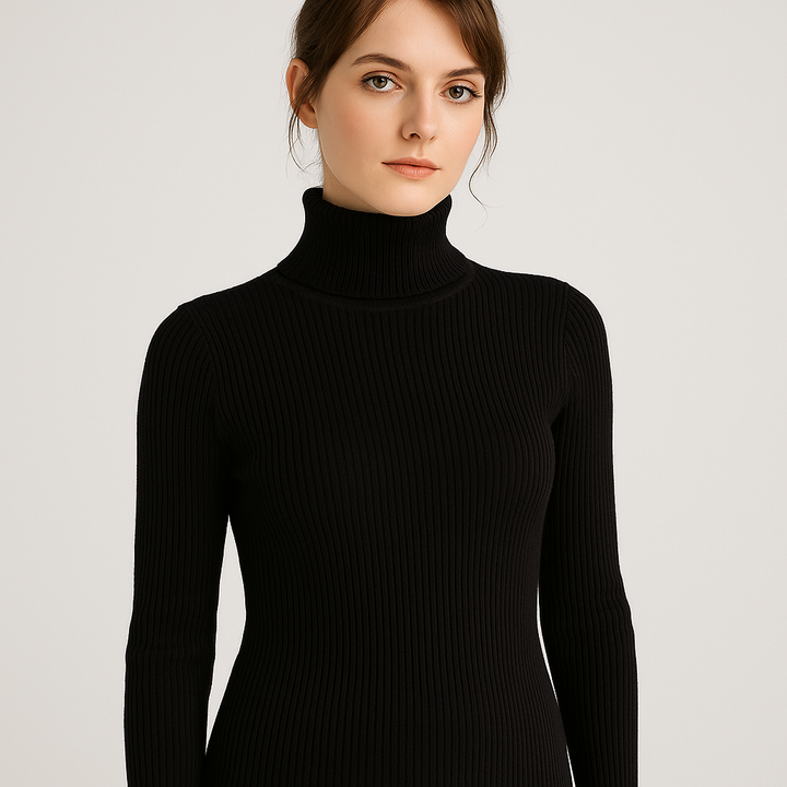 Elegant Ribbstickad Turtleneck Tröja för Kvinnor med Slim Fit | Mångsidig Design för Höst och Vinter 4