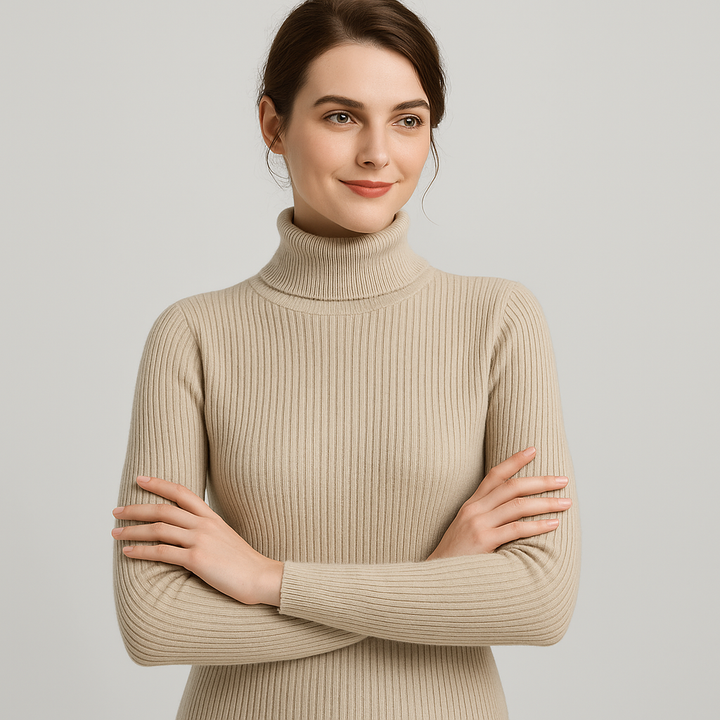 Elegant Ribbstickad Turtleneck Tröja för Kvinnor med Slim Fit | Mångsidig Design för Höst och Vinter 6