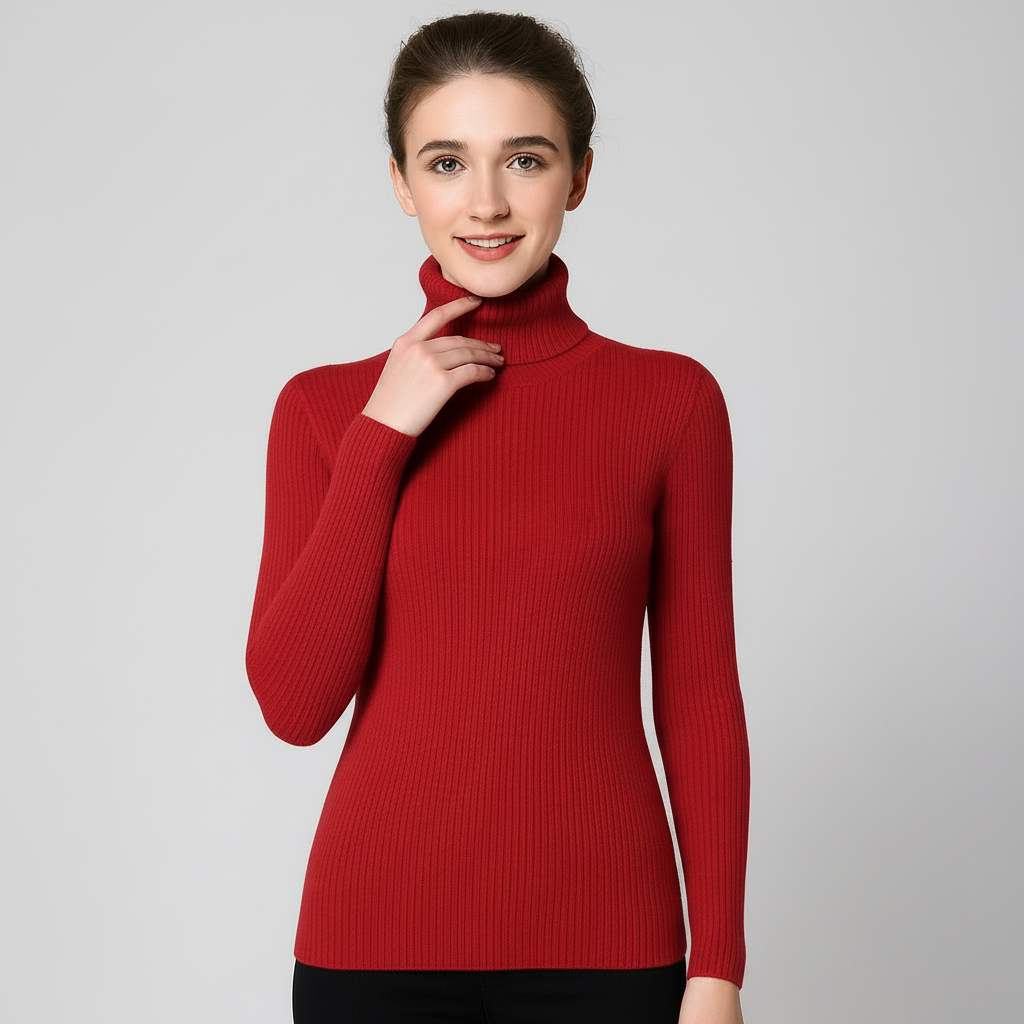 Elegant Ribbstickad Turtleneck Tröja för Kvinnor med Slim Fit | Mångsidig Design för Höst och Vinter 7