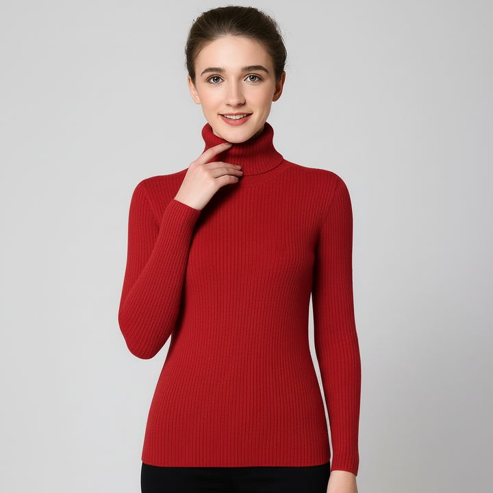 Elegant Ribbstickad Turtleneck Tröja för Kvinnor med Slim Fit | Mångsidig Design för Höst och Vinter 7
