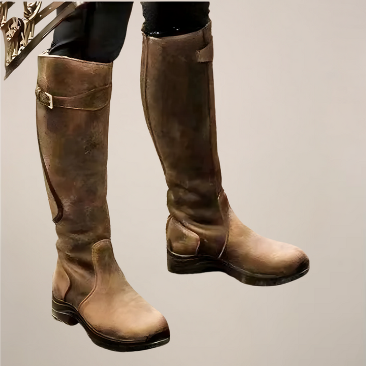 Elegant Ridsport | Knähöga Ridstövlar med Justerbart Sidospänne | Hållbar Design för Komfort och Stil 2